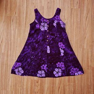 Young Fashion Purple Tie Dye Dress with Floral Print